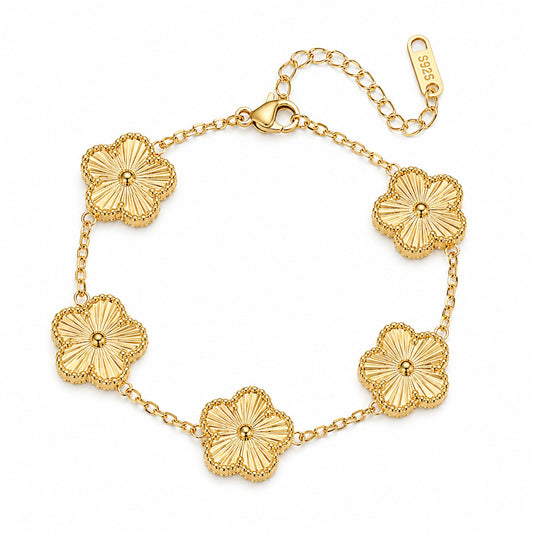Gold Fluted Clover Bracelet VIP