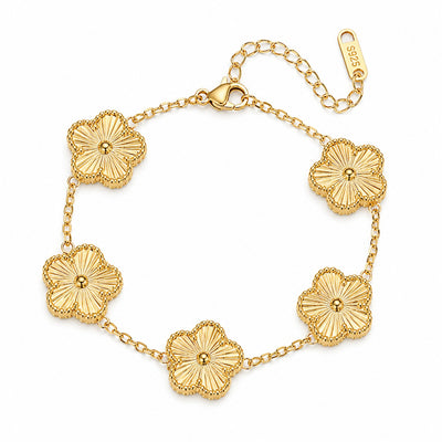 Gold Fluted Clover Bracelet VIP