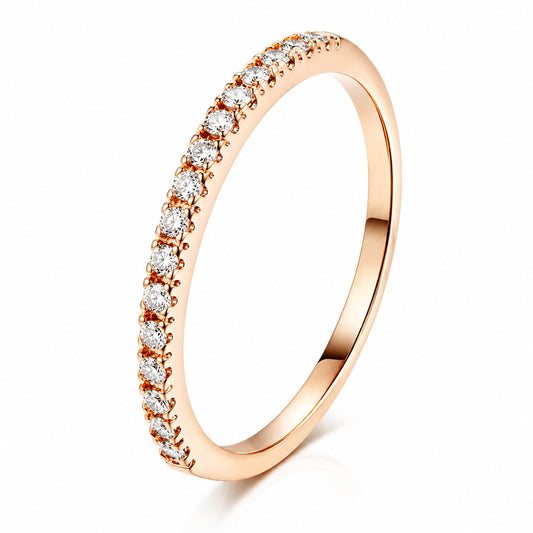 Rose Gold Half Eternity Band Ring 2mm