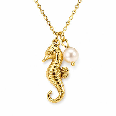 Seahorse Pearl Pendant Necklace
