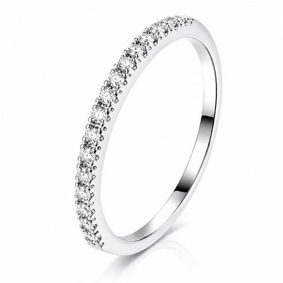 Silver Half Eternity Band Ring 2mm