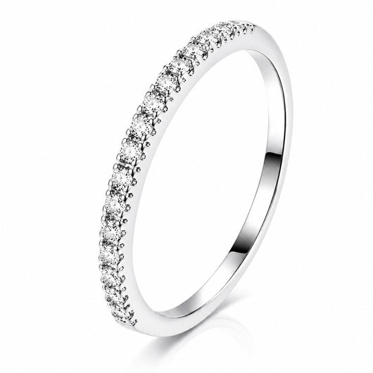Silver Half Eternity Band Ring 2mm